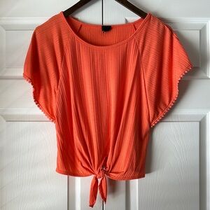 W5 Vibrant Orange Tie-Front Crop Top